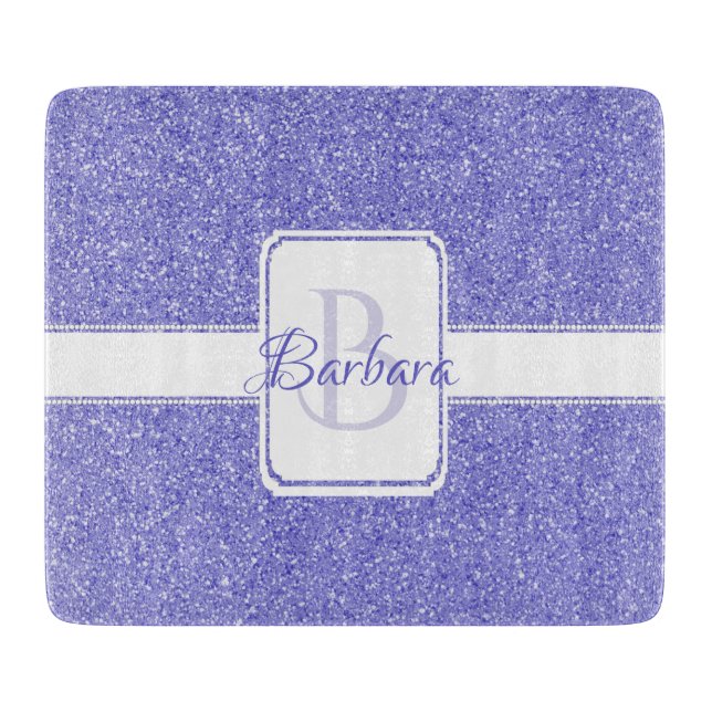 Purple Glitter Personalized Cutting Board (Front)