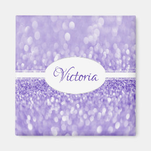 Purple Glitter Personalized Magnet