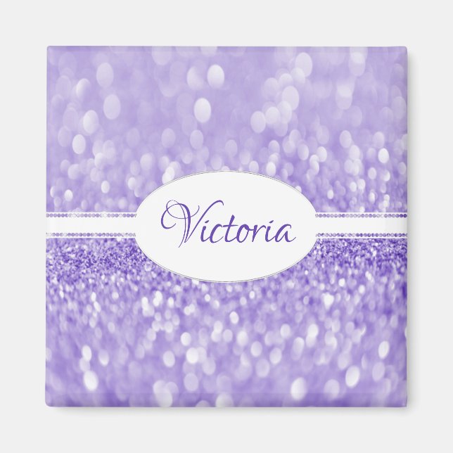 Purple Glitter Personalized Magnet (Front)