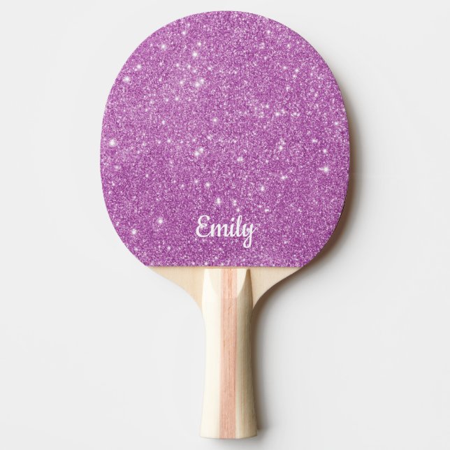 Purple Glitter Personalized Name Ping Pong Paddle (Front)