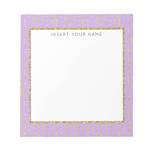 Purple & Glitter Personalized Notepad 5.5" x 6" (Front)
