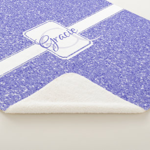 Purple Glitter Personalized Sherpa Blanket