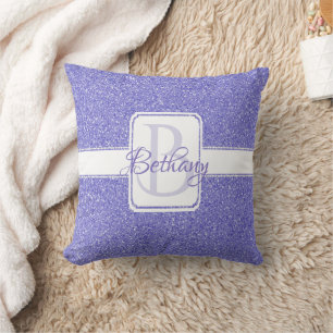 Purple Glitter Personalized Throw Pillow