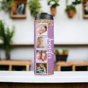 Purple glitter photo Thermal Tumbler