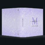 Purple Glitter Script Name Monogram Binder<br><div class="desc">Purple Glitter Script Name Monogram Design</div>