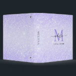 Purple Glitter Script Name Monogram Binder<br><div class="desc">Purple Glitter Script Name Monogram Design</div>