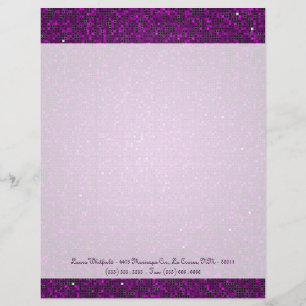 Purple Glitter Sequin Disco Letterhead Stationery