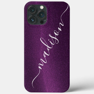 Purple Glitter Shimmer Custom Personalized Name iPhone 13 Pro Max Case