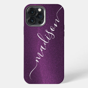 Purple Glitter Shimmer Custom Personalized Name iPhone 13 Pro Max Case