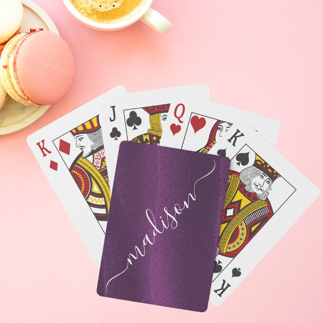 Purple Glitter Shimmer Custom Personalized Name Playing Cards (Creator Uploaded)