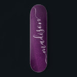 Purple Glitter Shimmer Custom Personalized Name Skateboard<br><div class="desc">Purple Glitter Shimmer Custom Personalized Name Skateboard features a modern purple glitter shimmer with your personalised name in the centre. Designed by ©Evco Studio www.zazzle.com/store/evcostudio</div>