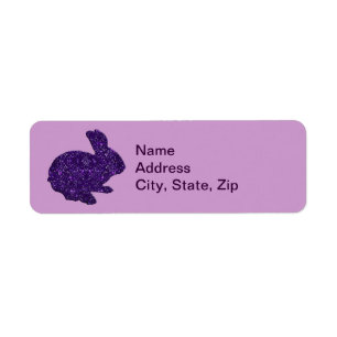 Purple Glitter Silhouette Bunny Address Labels