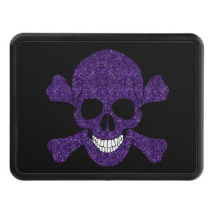 Purple Glitter Skull And Crossbones Trailer Hitch Cover