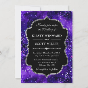 Purple Glitter Sparkle Elegant Wedding Invitation