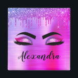 Purple Glitter Sparkle Eyelashes Monogram Name Magnet<br><div class="desc">Purple Faux Foil Metallic Sparkle Glitter Brushed Metal Monogram Name and Initial Eyelashes (Lashes),  Eyelash Extensions and Eyes Refrigerator Magnets. The design makes the perfect sweet 16 birthday,  wedding,  bridal shower,  anniversary,  baby shower or bachelorette party gift for someone looking for a trendy cool style.</div>