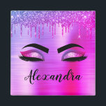Purple Glitter Sparkle Eyelashes Monogram Name Magnet<br><div class="desc">Purple Faux Foil Metallic Sparkle Glitter Brushed Metal Monogram Name and Initial Eyelashes (Lashes),  Eyelash Extensions and Eyes Refrigerator Magnets. The design makes the perfect sweet 16 birthday,  wedding,  bridal shower,  anniversary,  baby shower or bachelorette party gift for someone looking for a trendy cool style.</div>