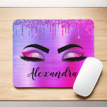 Purple Glitter Sparkle Eyelashes Monogram Name Mouse Pad<br><div class="desc">Purple Faux Foil Metallic Sparkle Glitter Brushed Metal Monogram Name and Initial Eyelashes (Lashes),  Eyelash Extensions and Eyes Computer Mousepad (mouse pad). The design makes the perfect sweet 16 birthday,  wedding,  bridal shower,  anniversary,  baby shower or bachelorette party gift for someone looking for a trendy cool style.</div>