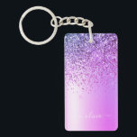 Purple Glitter Sparkle Glam Metal Monogram Name Keychain<br><div class="desc">Purple Faux Foil Metallic Sparkle Glitter Brushed Metal Monogram Name Keychain. This makes the perfect sweet 16 birthday,  wedding,  bridal shower,  anniversary,  baby shower or bachelorette party gift for someone that loves glam luxury and chic styles.</div>