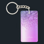 Purple Glitter Sparkle Glam Metal Monogram Name Keychain<br><div class="desc">Purple Faux Foil Metallic Sparkle Glitter Brushed Metal Monogram Name Keychain. This makes the perfect sweet 16 birthday,  wedding,  bridal shower,  anniversary,  baby shower or bachelorette party gift for someone that loves glam luxury and chic styles.</div>