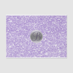 Purple Glitter Sparkle Glam Monogram Initial Tissue Paper