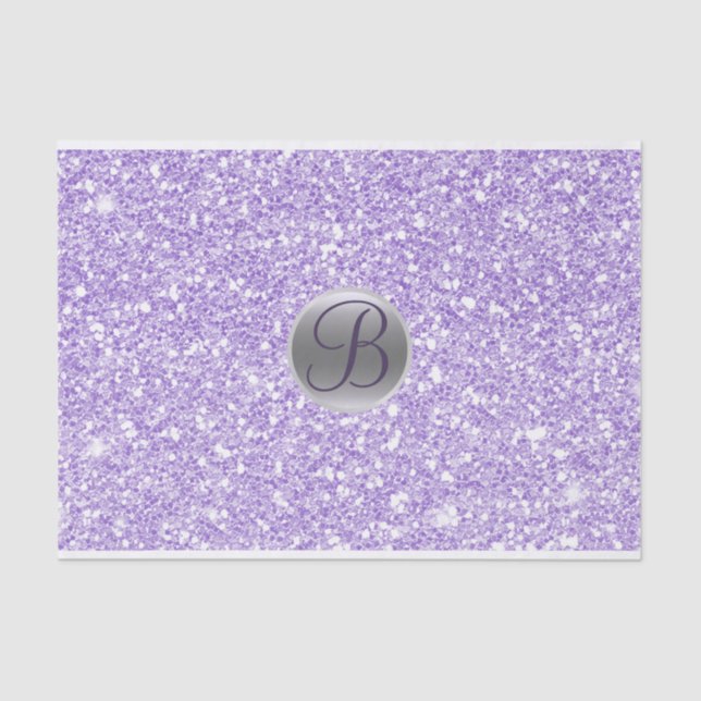 Purple Glitter Sparkle Glam Monogram Initial Tissue Paper (Front)