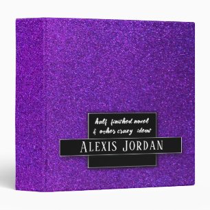Purple Glitter Sparkles Recipe Book Photo Album Binder