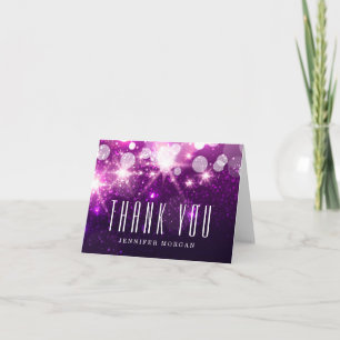 Purple Glitter Sparkles Thank You Card