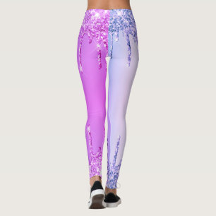 Purple Glitter Sparkly Drips Leggings