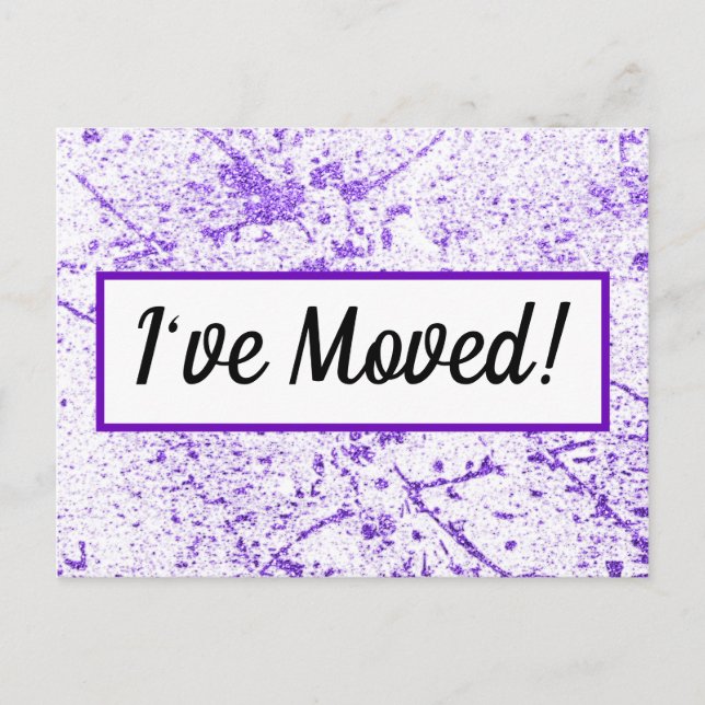 Purple Glitter Splatter Change of Address Postcard (Front)