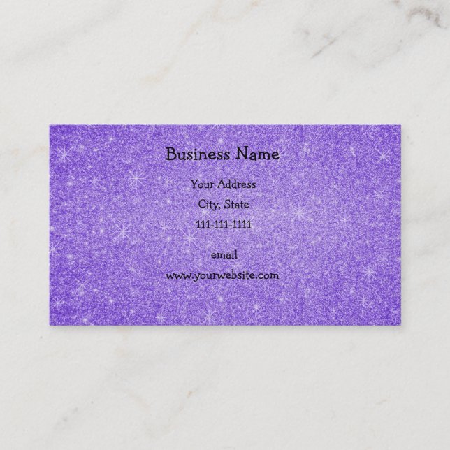 Purple glitter stars business card (Front)