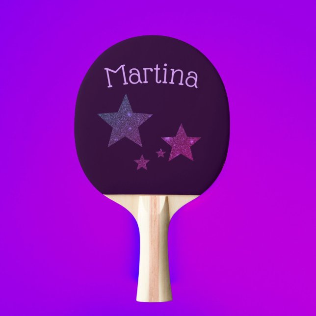 Purple Glitter stars personalized ping pong paddle (Creator Uploaded)