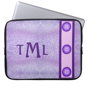 Purple Glitter Stylish Trendy Girly Personalized Laptop Sleeve