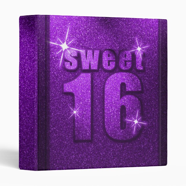 Purple Glitter Sweet 16 Birthday Binder (Front/Spine)