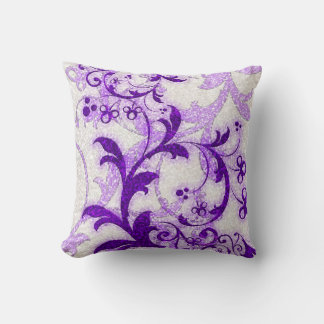Purple glitter swirls girly pattern pillow