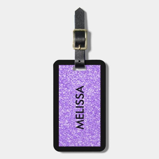 Purple Glitter Texture Print Bag Tag