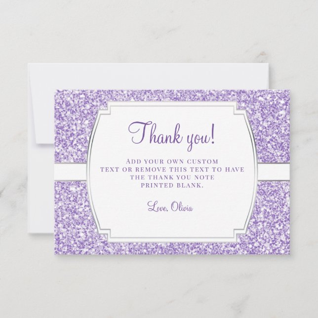 Purple Glitter Thank You Cards (Front)