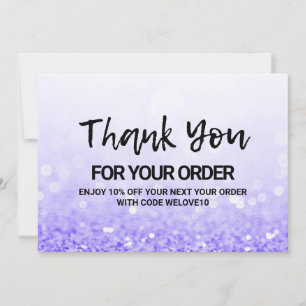 Purple Glitter Thank You Media Insert Card
