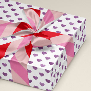 Purple Glitter Tiny Heart Patterned Wrapping Paper