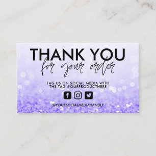 Purple Glitter Trendy Salon Thank You Business Card