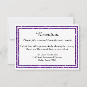 Purple Glitter Trim-Reception Invition Invitation