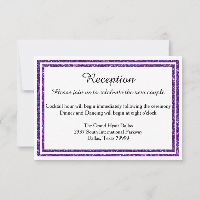 Purple Glitter Trim-Reception Invition Invitation (Front)