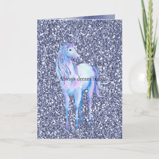Purple Glitter Unicorn Card (Front)