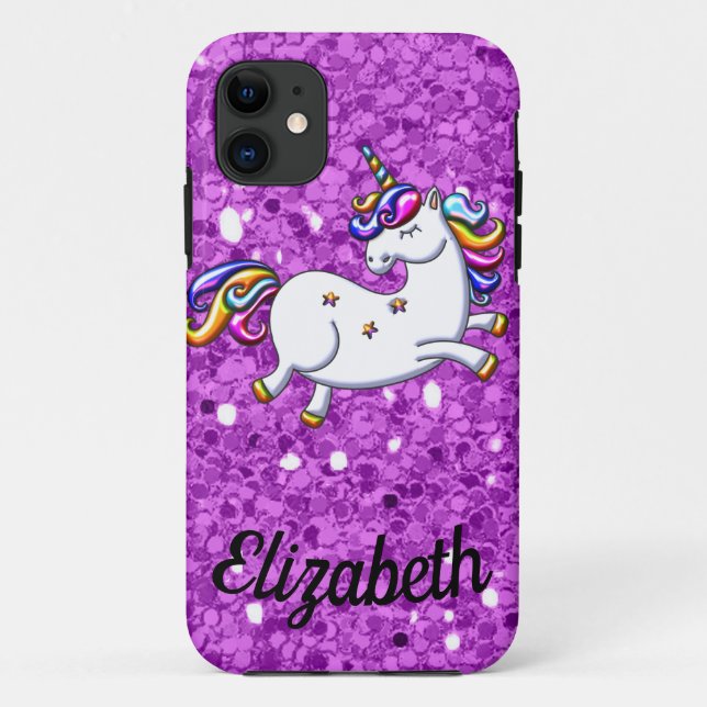 Purple Glitter Unicorn Case-Mate iPhone 5 Case (Back)