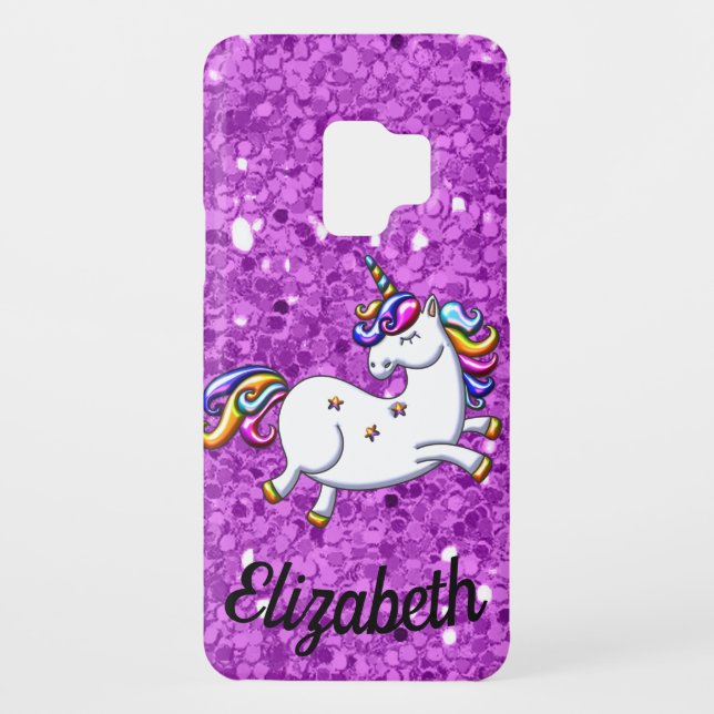 Purple Glitter Unicorn Case-Mate Samsung Galaxy Case (Back)