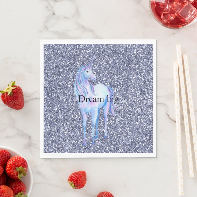 Purple Glitter Unicorn Napkin (Insitu)
