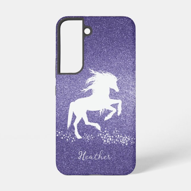 Purple Glitter Unicorn Samsung Galaxy Case (Back)