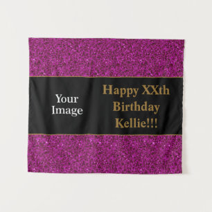 Purple Glitter With Message Photo Birthday Tapestry