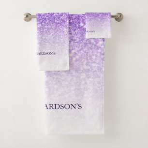 Purple Glittering Bath Towel Set
