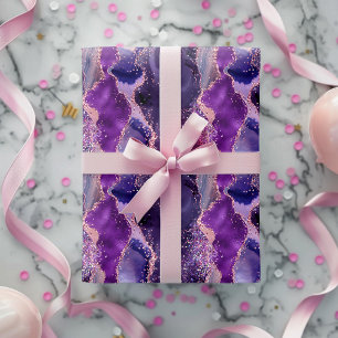 Purple Glittery Agate Texture Wrapping Paper