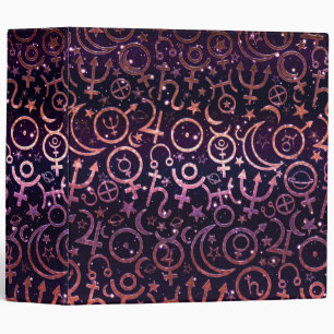 Purple Glittery Planetary Universe Space Planets Binder